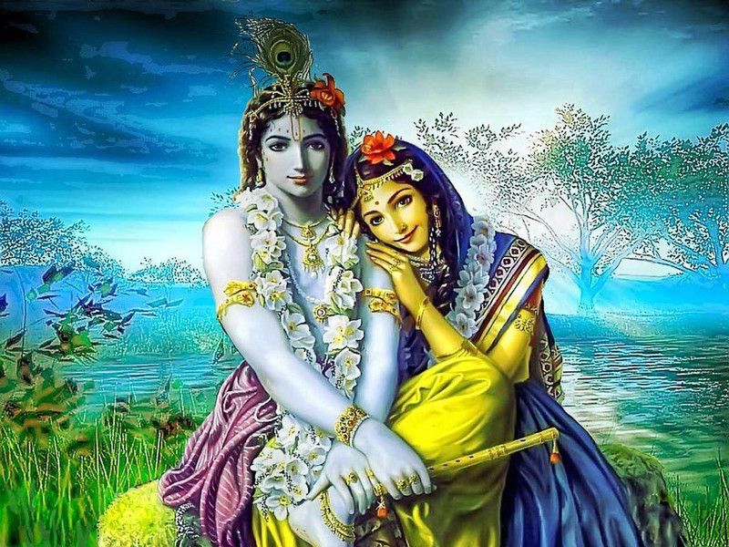 RADHA KRISHAN ON HI QUALITY LARGE PRINT 36X24 INCHES Photographic Paper  (36 inch X 24 inch, Rolled)