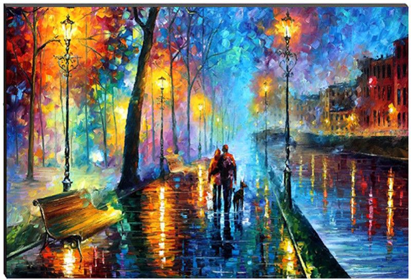 eCraftIndia 6MM MDF Couple on Road View Satin Matt Texture UV Art Ink 8 inch x 12 inch Painting  (Without Frame)