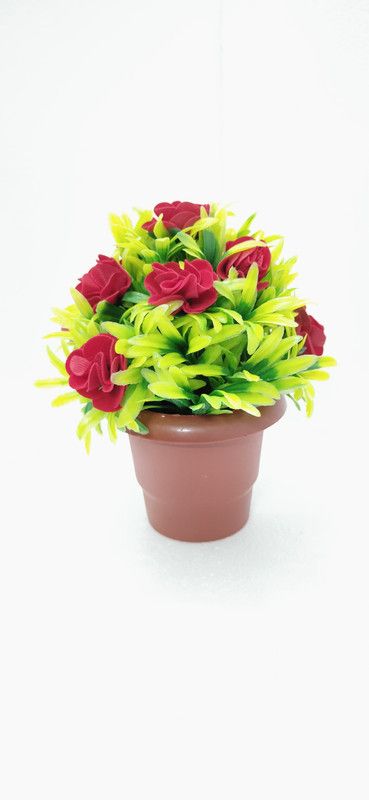 ART FLOW Red Rose Artificial Flower  (9 inch, Pack of 1, Flower with Basket)