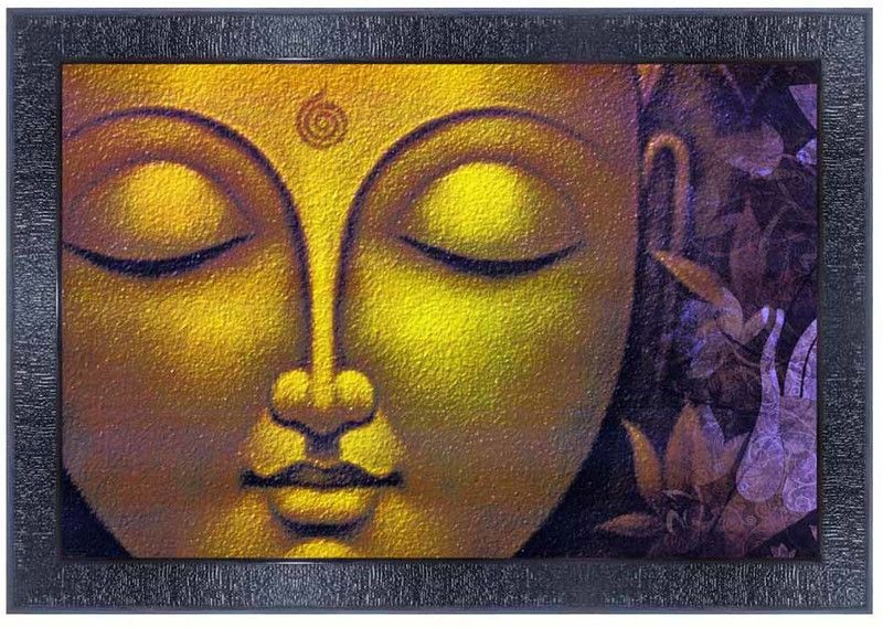 pnf Buddha Wood Photo Frames with Acrylic Sheet (Glass)13573 Digital Reprint 10 inch x 14 inch Painting  (With Frame)