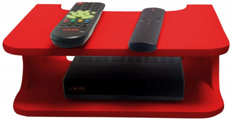 sk handicraft Beautiful Wooden MDF Beautiful Design Set top Box Wall Shelf (Number of Shelves - 2, Red) Set Top Box Holder MDF (Medium Density Fiber) Wall Shelf  (Number of Shelves - 2, Red)