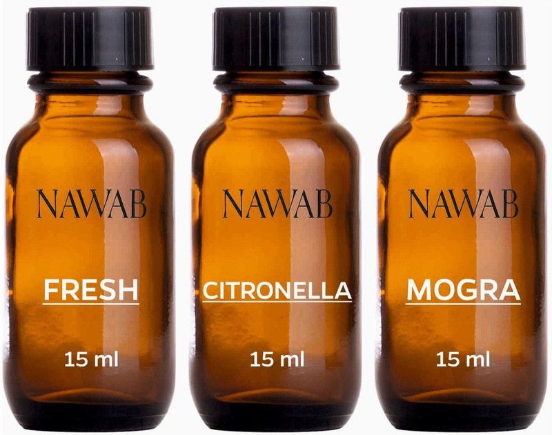 NAWAB essential aroma Diffuser oil(Fresh,Citronella,Mogra-15ml each) Aroma Oil  (3 x 15 ml)