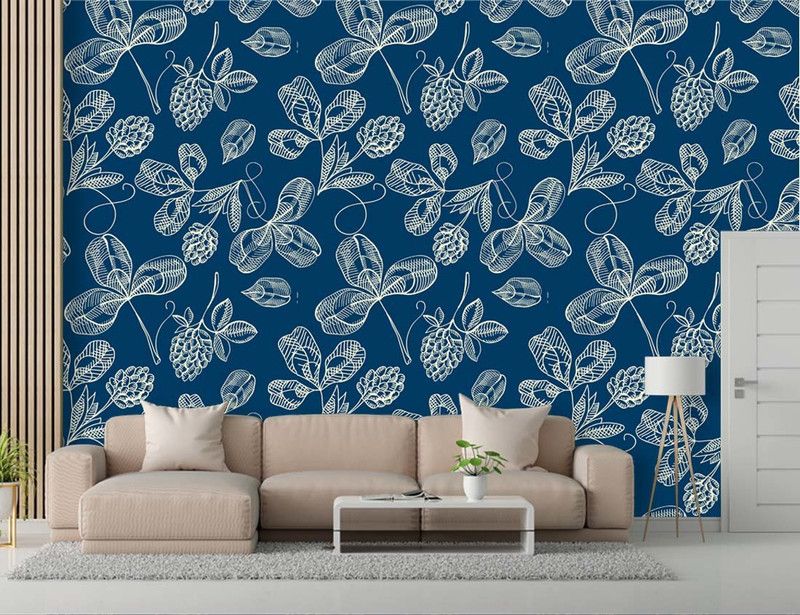 Craft Advertising Floral & Botanical Blue, White Wallpaper  (41 cm x 244 cm)
