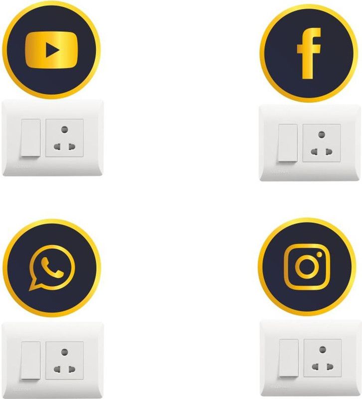 Devil designs 22 cm ''Social Media Icons'' Decorative switch Board sticker size (Pack of 4) newS-2SDSW212 Self Adhesive Sticker  (Pack of 1)
