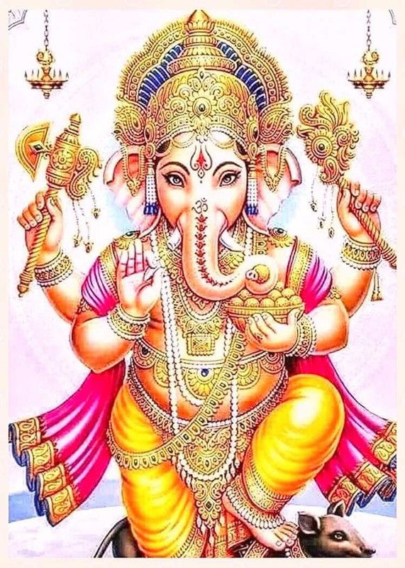 Ganesh Ji Poster on 300gsm Photogenic US Imported Paper With Gloss Lamination (Unframed) With Double Side Tape and Covered With Extra Protected Sheet Only By (WK) Photographic Paper  (18 inch X 12 inch, Rolled)