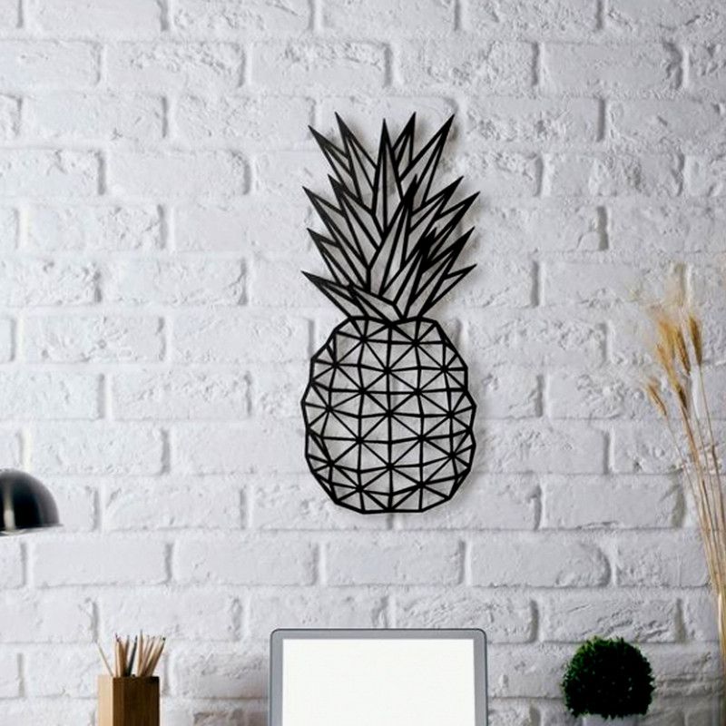 Sanvi Creations The 3D Wall Art Decoration Pineapple 38(Black)Suitable for Living Room,Foyer,Bedroom,Hallway  (18 cm X 12 cm, Black)