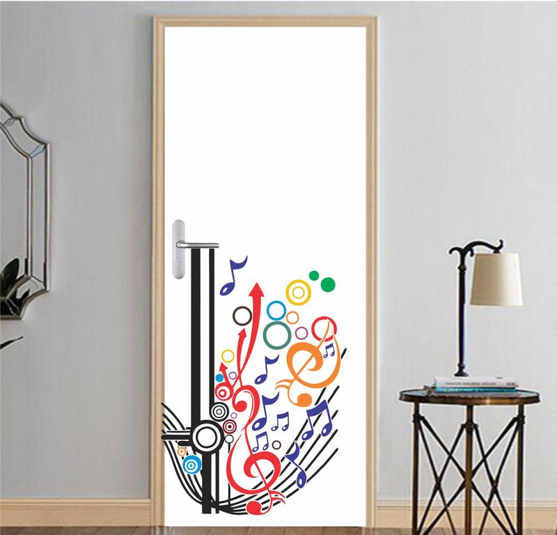 JSS DECORATIONS DESIGNS 92 cm Door Sticker - Musical symbols on door - Wall Sticker ( 92Cm X 63Cm ) Self Adhesive Sticker  (Pack of 1)
