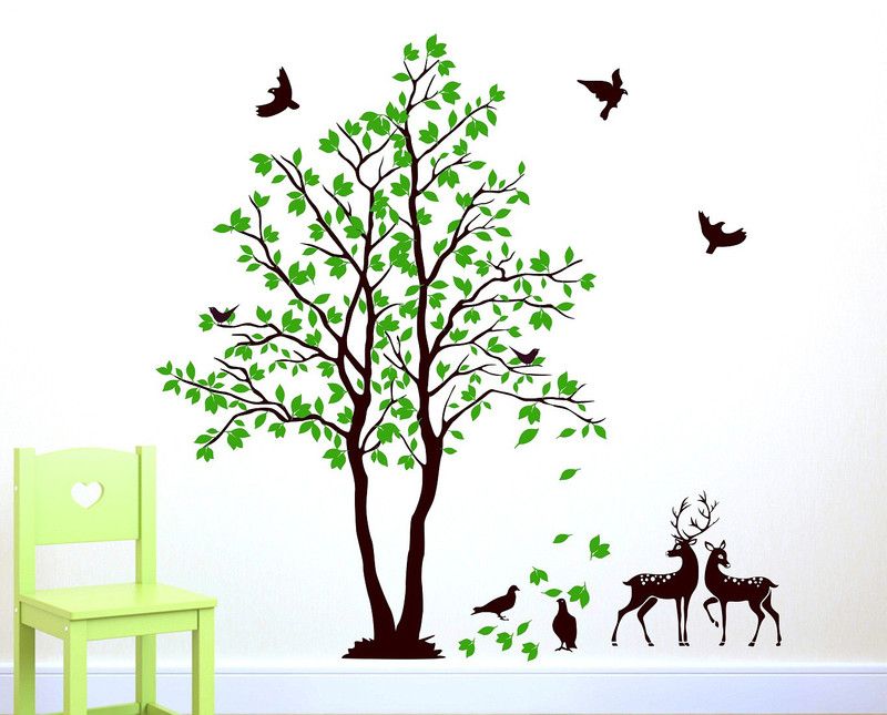 fuzzy 100 cm Tree Self Adhesive Sticker  (Pack of 1)