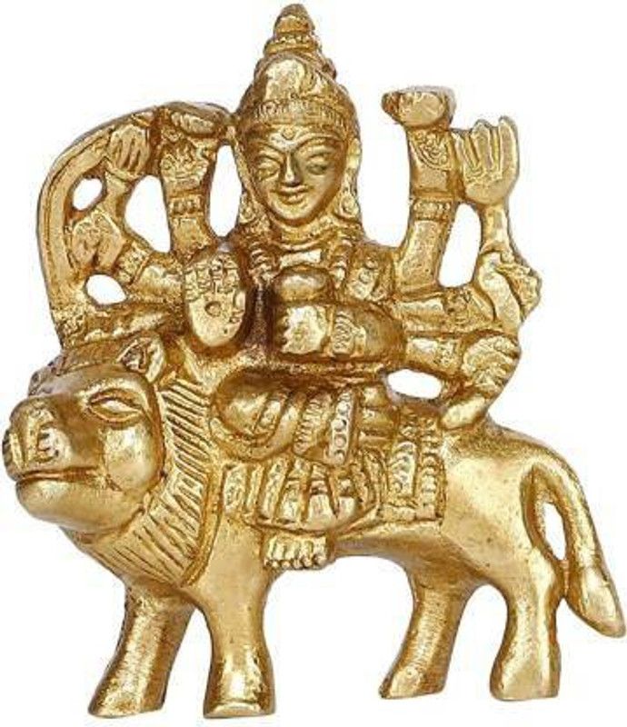 vrindavan shopi Maa Durga MATA Rani Murti Sherawali Idol Small Gifts Item 1800gms Decorative Showpiece - 19 cm  (Brass, Gold)