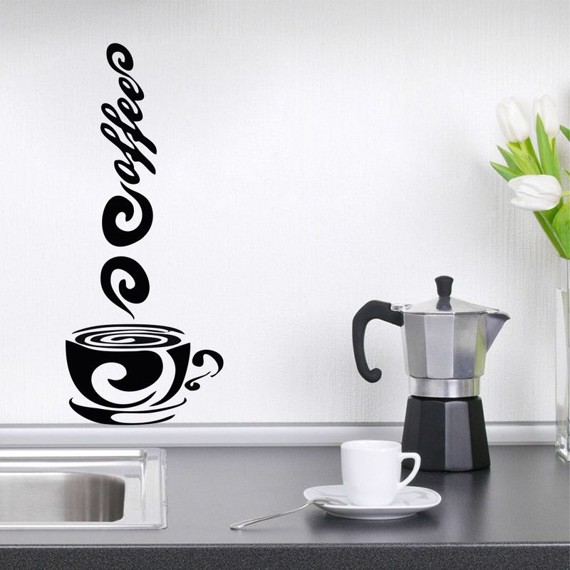Wildartcreation 79 cm Kitchen Coffee Cup Wall Sticker & Decal( PVC Vinyl Film 147Cm X 60Cm ) Self Adhesive Sticker  (Pack of 1)