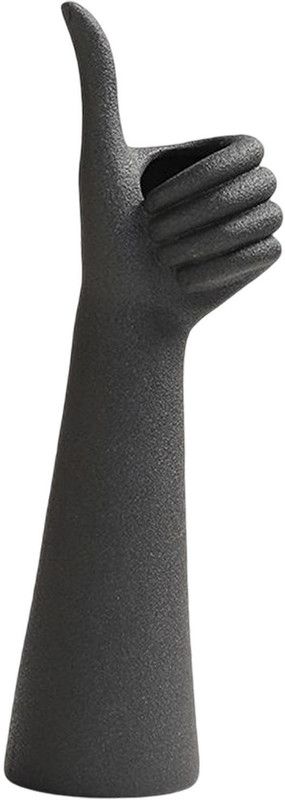 BNF Modern Desktop Flower Pot Body Decoration Ceramic Vase 7Cmx28.2Cm Black Ceramic Vase  (17 inch, Black)