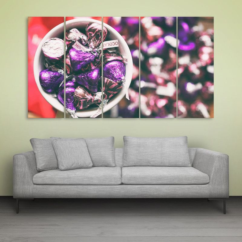 inephos Beautiful Chocolate Wall Painting Multiple Frames Digital Reprint 30 inch x 52 inch Painting  (With Frame, Pack of 5)