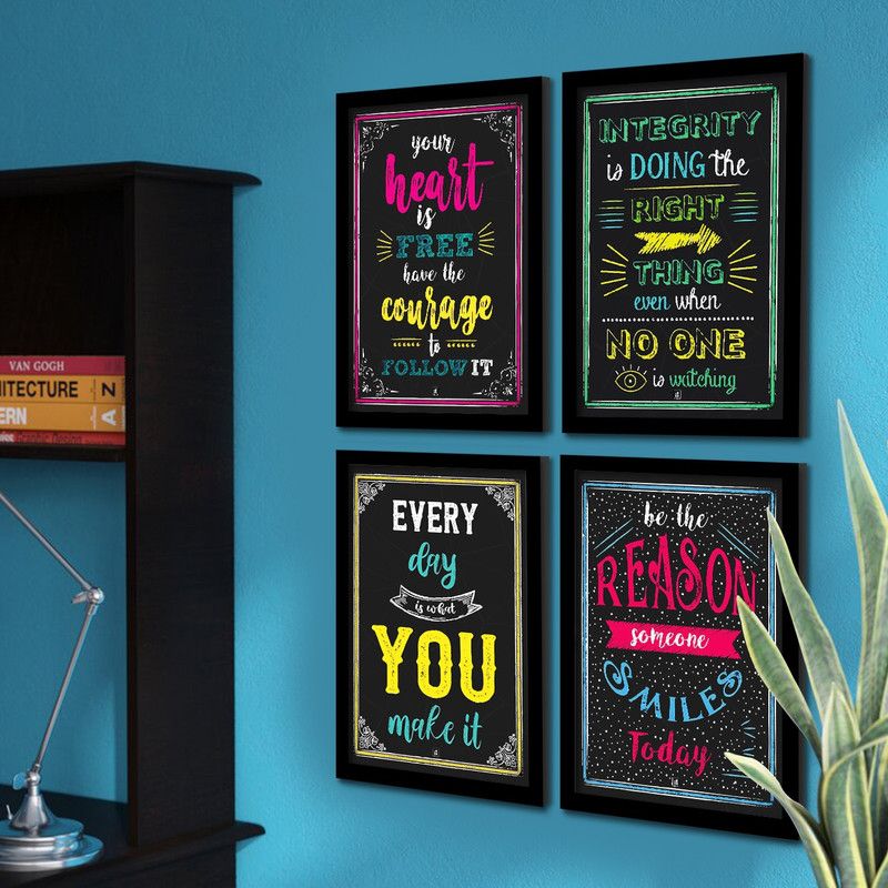 Painting Mantra Digital Reprint 17.5 inch x 13 inch Painting  (With Frame, Pack of 4)