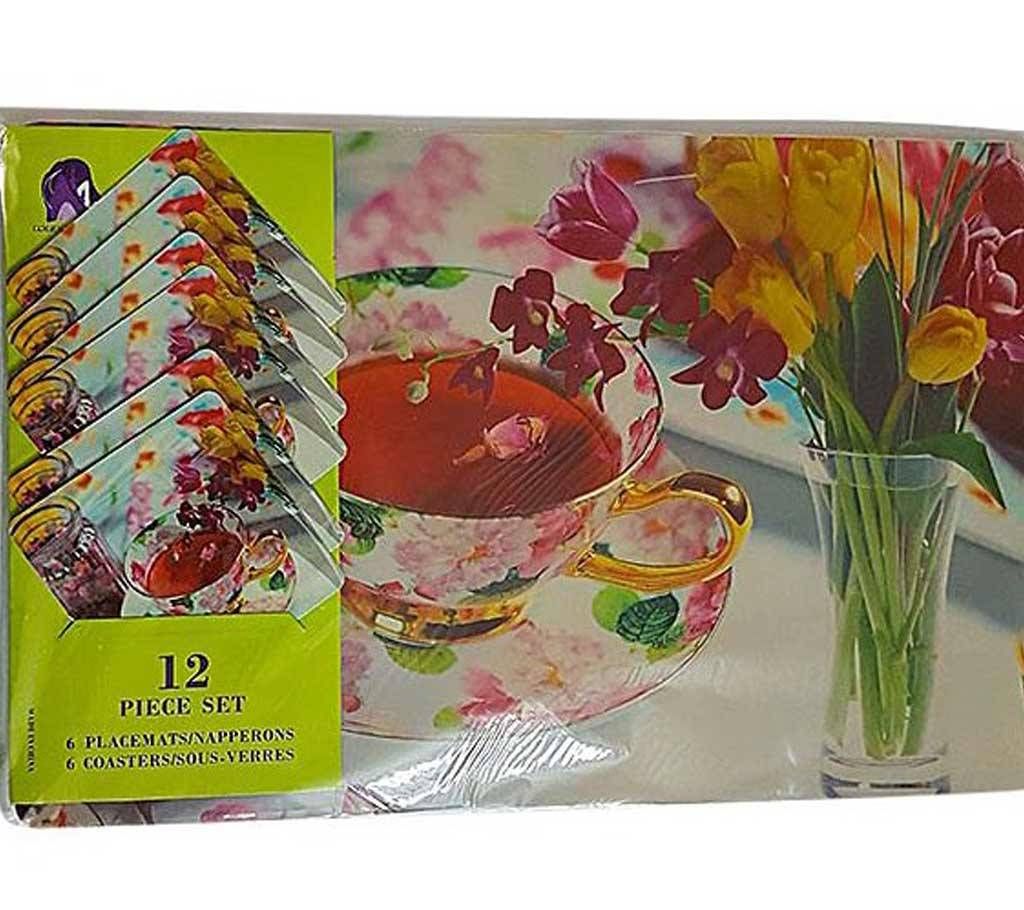 Table Mats 6pcs Flowers - Printed