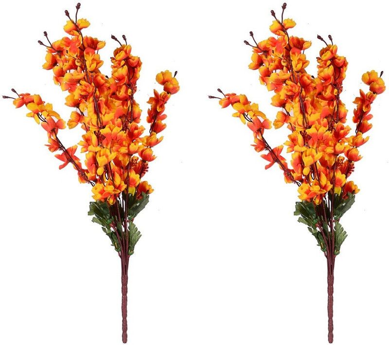 KOONIV Gold Orchids Artificial Flower  (22 inch, Pack of 2, Flower Bunch)