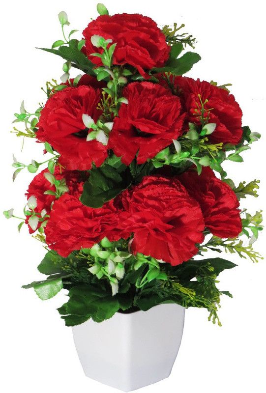YSK Creation Multicolor Carnations Artificial Flower with Pot  (12 inch, Pack of 1, Flower with Basket)