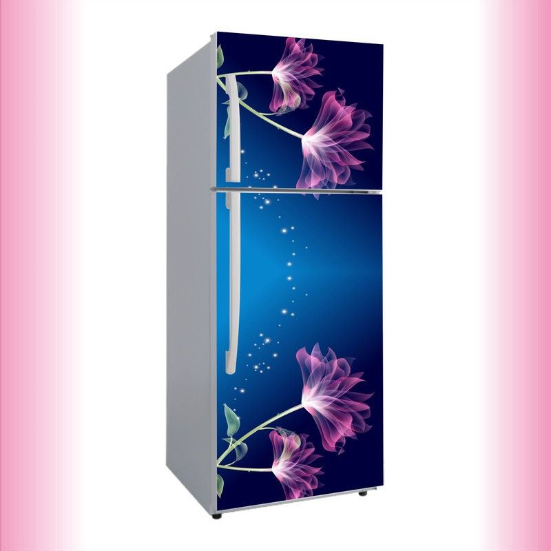 Advait Designs 60 cm Advait Designs violet flower leaves star vinyl Fridge cover wallpaper poster adhesive vinyl sticker fridge wrap decorative sticker (pvc vinyl covering area 60cm X 160cm ) Self Adhesive Sticker  (Pack of 1)