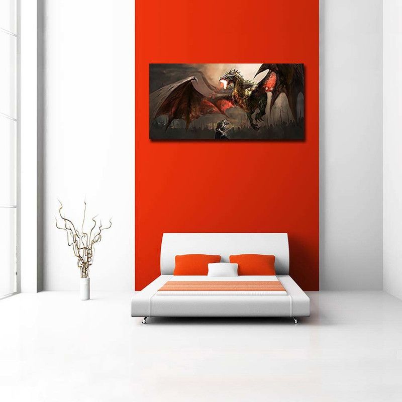 Artzfolio Knight Fighting Dragon Vinyl Wall Sticker 48.8 x 24 inch (124 x 61 cms)  (24 inch X 48.8 inch, Multicolor)