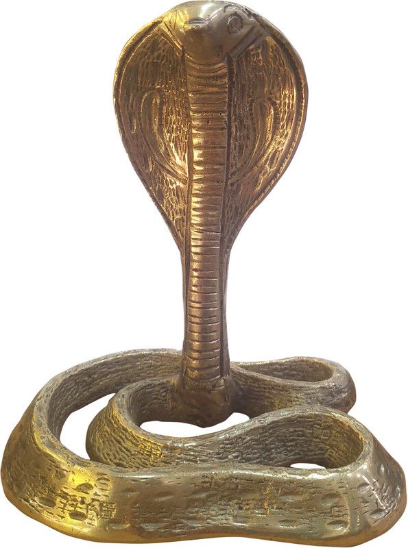 vinayakmoorti Brass Idol Sheshnag Naag Devta Brass Home Decor Item for Living Bedroom Vaastu Pooja Room Feng Sui Creative Ethical Naag Naagdev Goga Maharaj Statue Decorative Showpiece - 20 cm  (Brass, Gold)