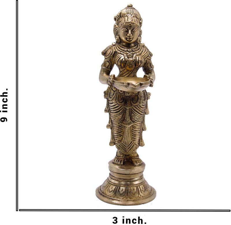 StatueStudio Deep Laxmi Statue Religious Deep Lakshmi Idol for Home Décor & New Year Gift Decorative Showpiece - 7.6 cm  (Brass, Gold)