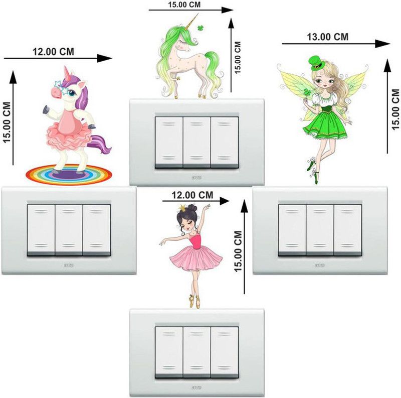 Kamya Home Decor 12 cm Ballerina dance switch wall sticker Self Adhesive Sticker  (Pack of 4)