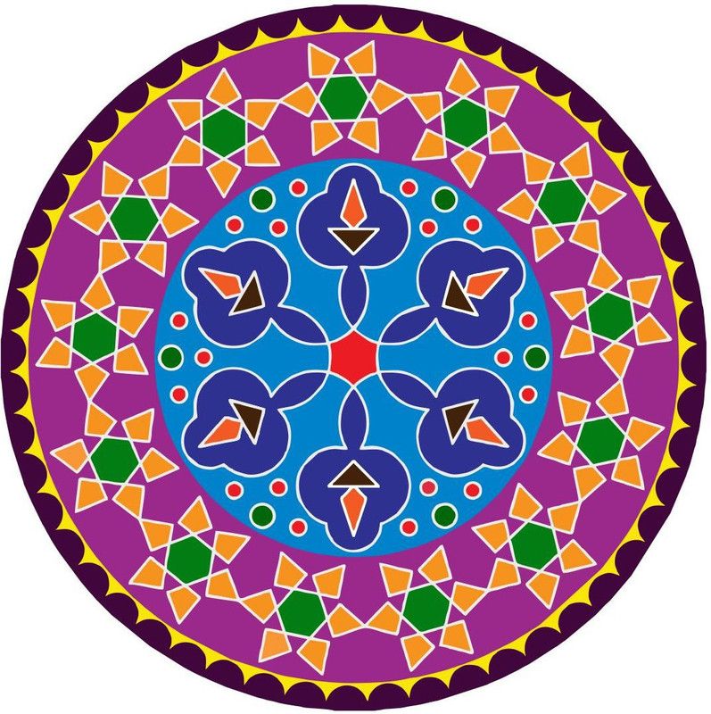 Sunshine Décor 38 cm rangolisticker floor sticker festivel sticker12 Self Adhesive Sticker  (Pack of 1)