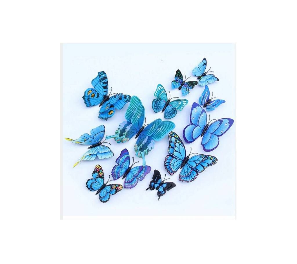 12Pcs Multicolor Double Layer Wings 3D Butterfly
