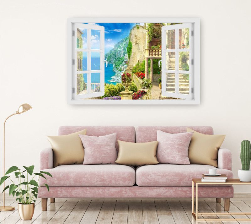 DECOR Production 76.2 cm Decorative Wall Window (23 x 41 inch) Wall Stickers, PVC Self Adhesive Vinyl Wall Poster for Living Room, Hall, Play Room, Bedroom, Kitchen, Office etc_025 Self Adhesive Sticker  (Pack of 1)