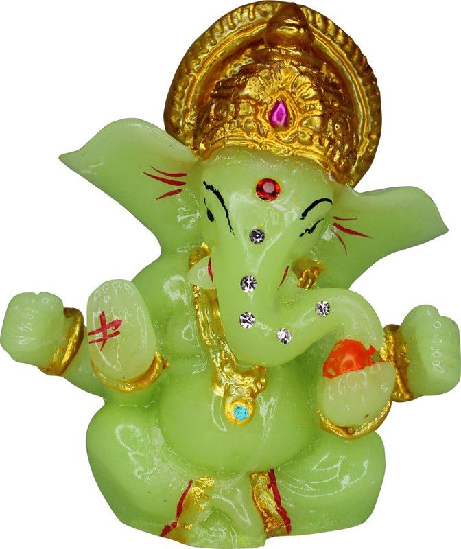 Om ssvmb9 Ganesh Murti For Car Dashborad Ganesh Idol Ganeshji Marble Statue Multi Color) Decorative Showpiece - 9 cm  (Marble, Multicolor)