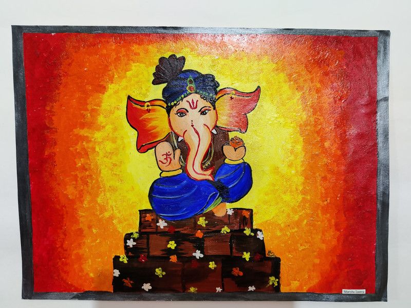 minnie mart Acrylic Handmade Painting Acrylic 16.3 inch x 12.2 inch Painting  (With Frame)
