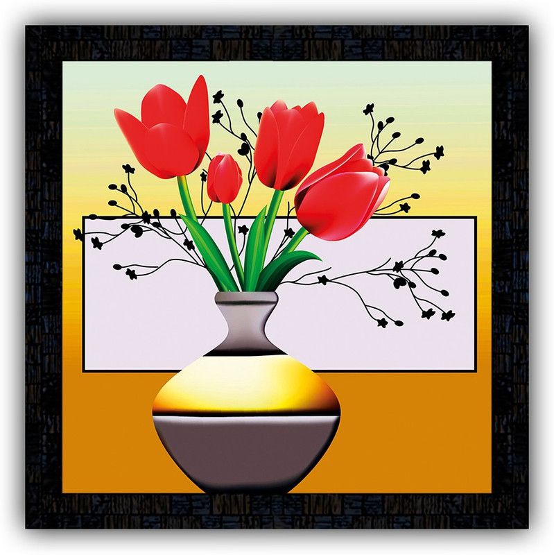 Poster N Frames framed poster of Flower floral-m-72 Digital Reprint 14 inch x 14 inch Painting  (With Frame)