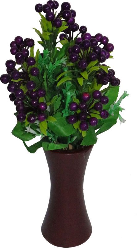 Emani  Maroon Cherry Blossom Artificial Flower with Pot  (12 inch, Pack of 1, Flower with Basket)