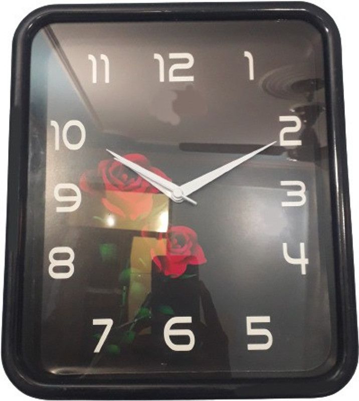 Noomi creation Analog 30 cm X 28 cm Wall Clock  (Black, With Glass, Standard)