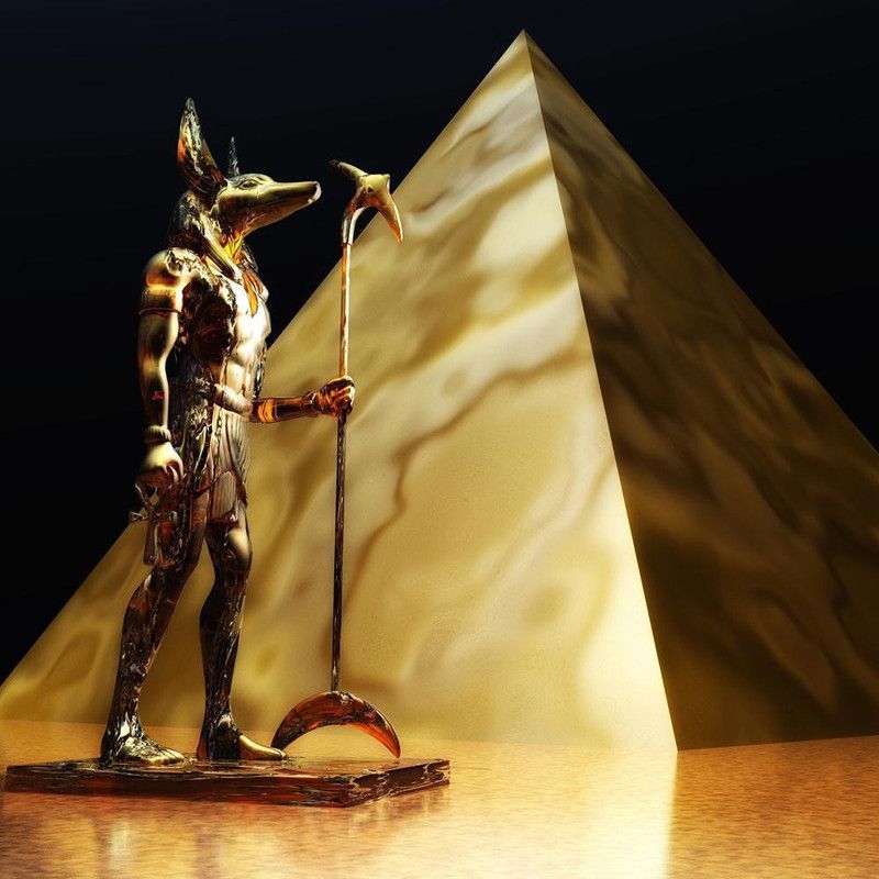 Artzfolio Anubis Canvas Painting | MDF Wood Mounting Frame 20 x 20 inch (51 x 51 cms) Canvas 20 inch x 20 inch Painting  (With Frame)