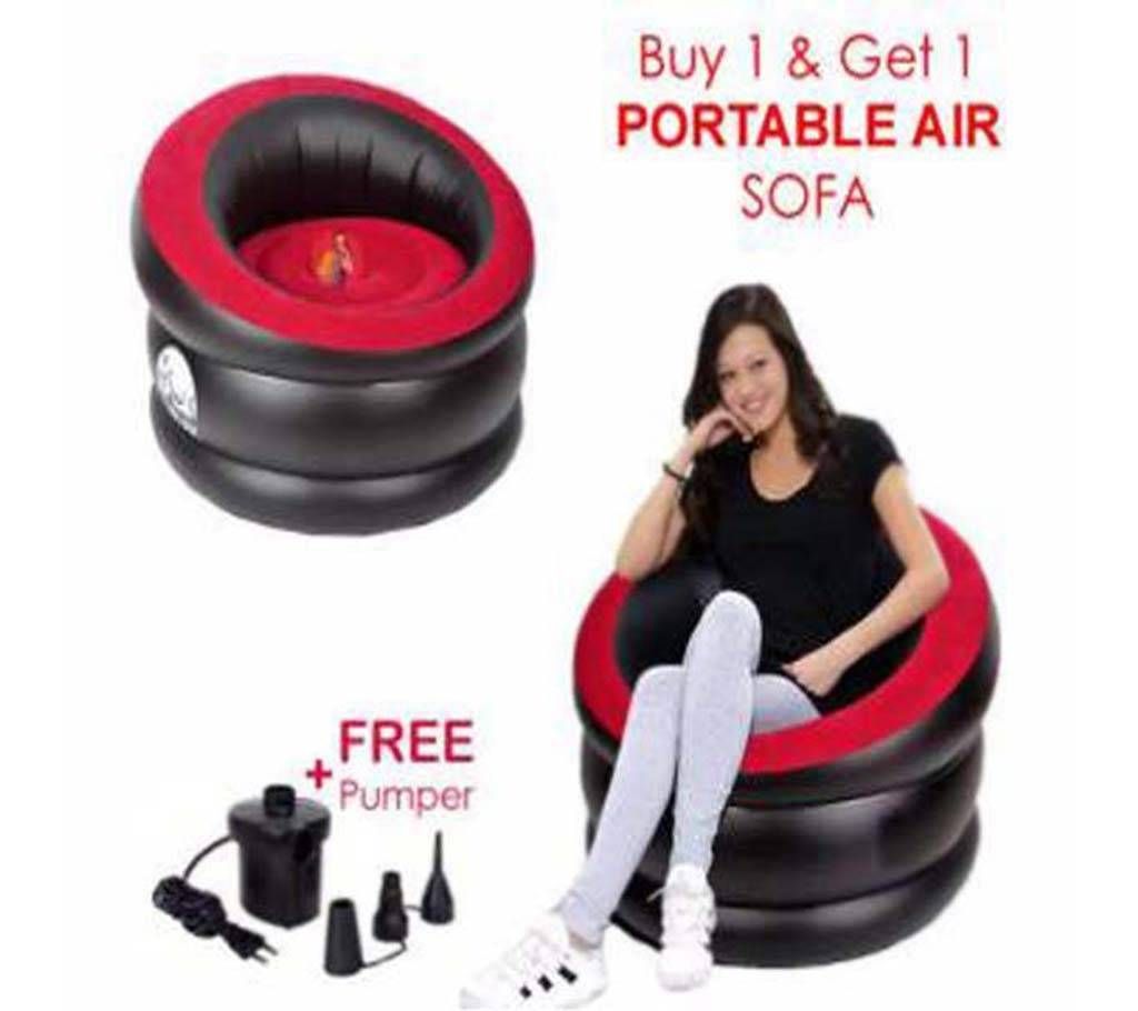 Flocked inflatable air Rounded sofa with air pumper