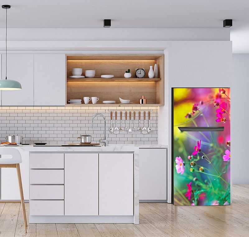 K2a Decor 58 cm Beautiful 3D Flower Adhesive Sticker Fridge wrap Sticker Self Adhesive Sticker  (Pack of 1)