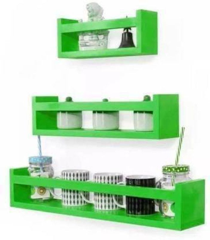 AN Craft wall kitchen rack, cup stand glass stand spice box stand, set of 3 mdf MDF (Medium Density Fiber) Wall Shelf  (Number of Shelves - 3, Green)