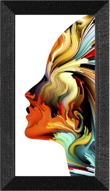 Multicolored Women Face Digital Reprint Art Frame Painting Digital Reprint 13.5 inch x 7.5 inch Painting