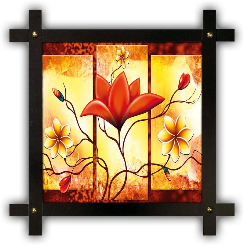 Poster N Frames Cross Wooden Frame Hand-Crafted with photo of Flower (floral) 14763-crossframe Digital Reprint 16.5 inch x 16.5 inch Painting  (With Frame)