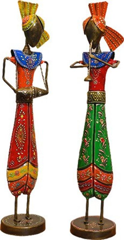 Order Happiness Metal Male Musicial with Turban ( Combo Offer) Decorative Showpiece - 25 cm  (Metal, Multicolor)