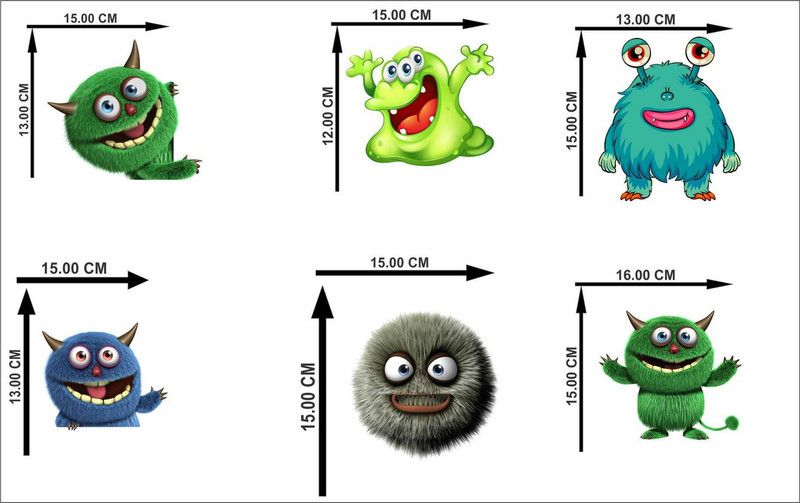 AK GRAPHICS 15 cm Monster switch wall sticker Self Adhesive Sticker  (Pack of 6)