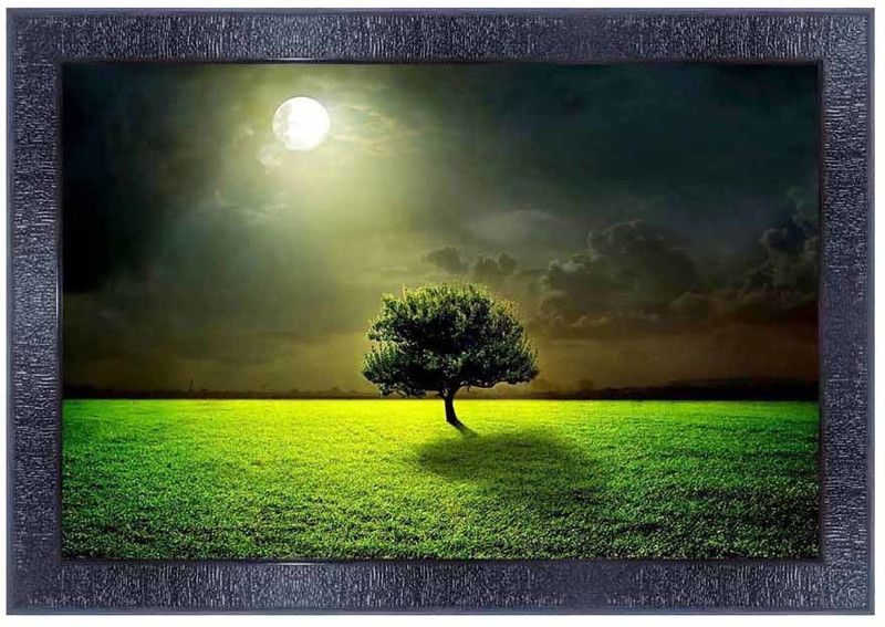 pnf Landscape hand painting scenery art Wood Frames with Acrylic Sheet (Glass)27803 Digital Reprint 10 inch x 14 inch Painting  (With Frame)