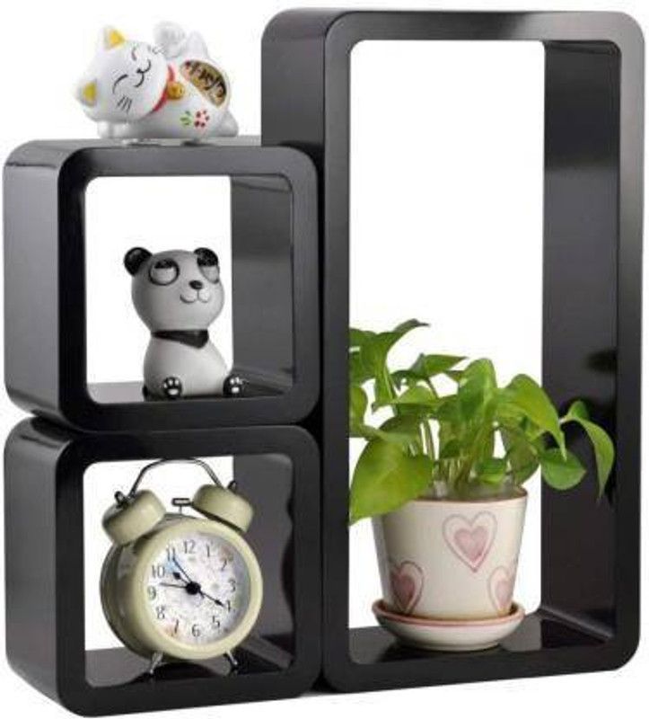ANB Enterprises Wall shelf square shelves MDF Wall hanging , floating , mounted , decorative ,home , For ;- living room and bedroom & office MDF (Medium Density Fiber) Wall Shelf  (Number of Shelves - 3, Black)