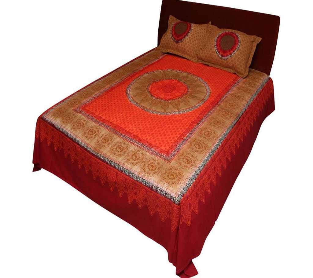 Batik with Block Printed King Size Cotton Bedsheet