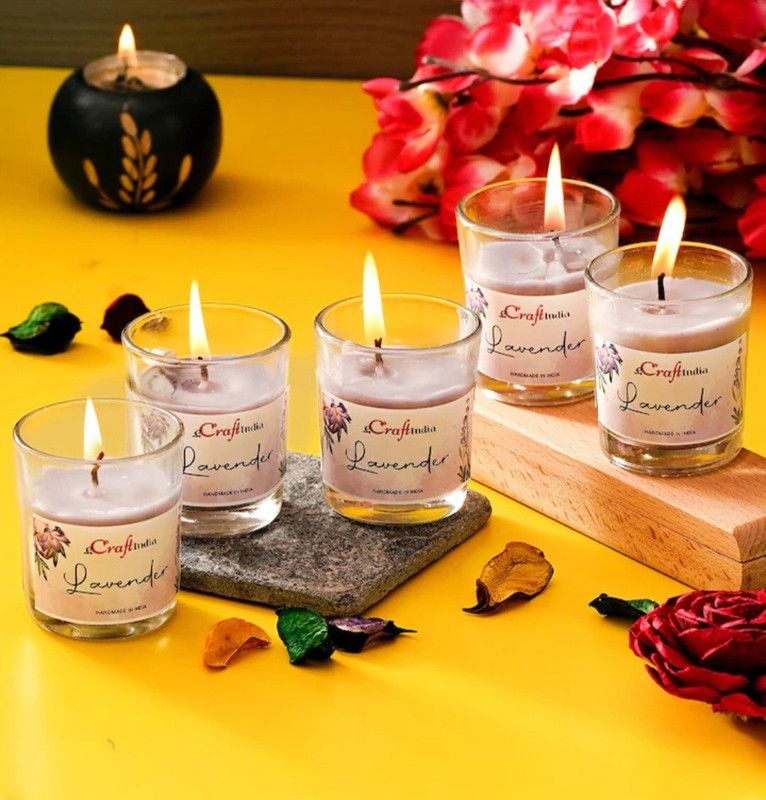 Lovetack Candle001 Candle  (Purple, Pack of 5)