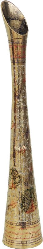 Brass Gift Center Flower pot with Handwork Brass Vase  (14.2 inch, Multicolor)