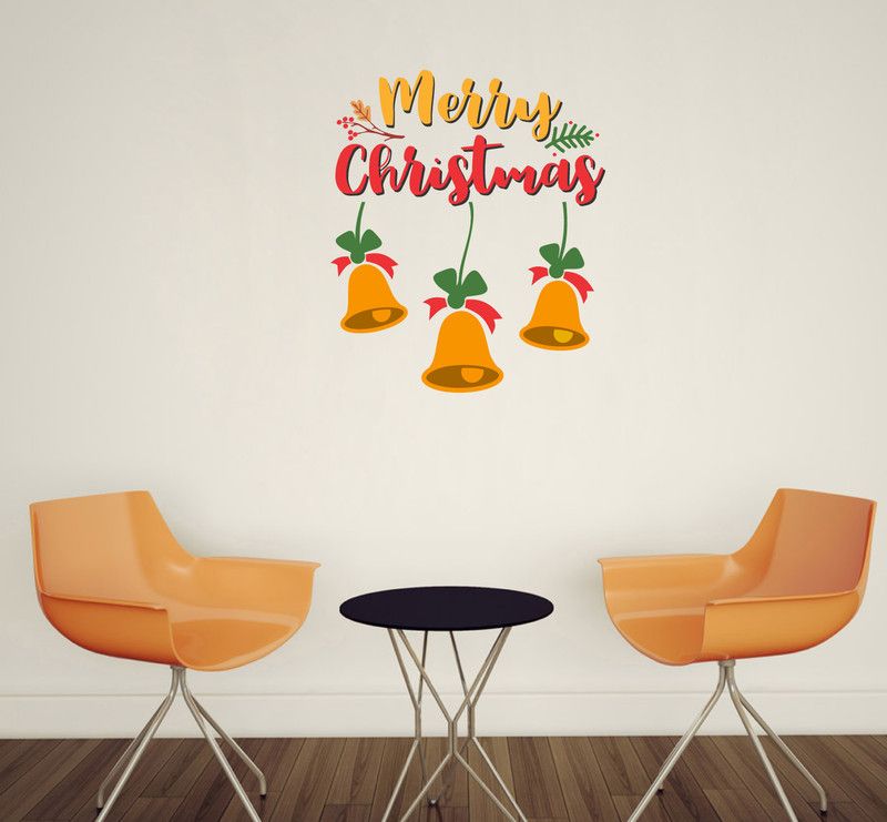 Lakshit Enterprises 65 cm merry christmas jingle bell Self Adhesive Sticker  (Pack of 1)
