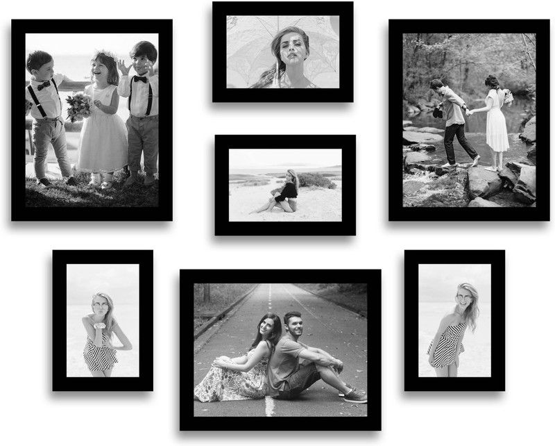 SWADESI STUFF MDF Personalized, Customized Gift Best Friends Reel Photo Collage gift for Friends, BFF with Frame, Birthday Gift,Anniversary Gift Wall  (Black, 7 Photo(s), 4 frame :5x7 inch, 3 frame : 8x10 inch)