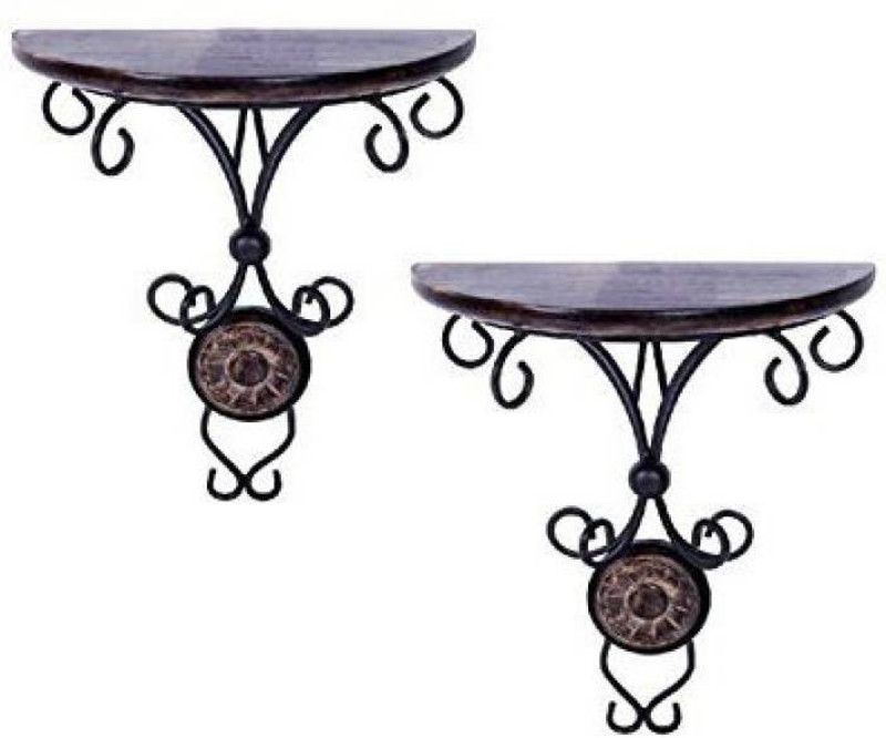 A..R Handicraft Wall Shelf Wooden, Iron, MDF (Medium Density Fiber) Wall Shelf  (Number of Shelves - 2, Brown, Black)