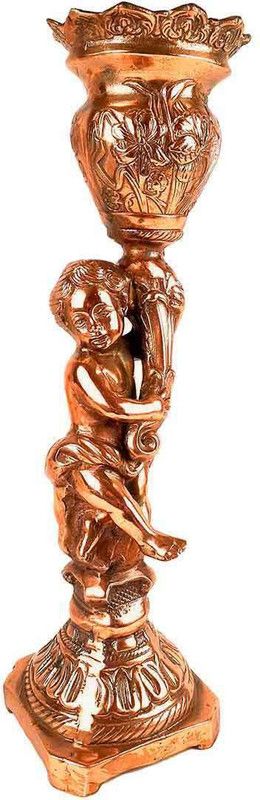 Apkamart Handicraft Corner Pot - Hand Painted Metallic Corner Showpiece for Home Decor and Gifts Aluminium Vase  (20 inch, Copper)